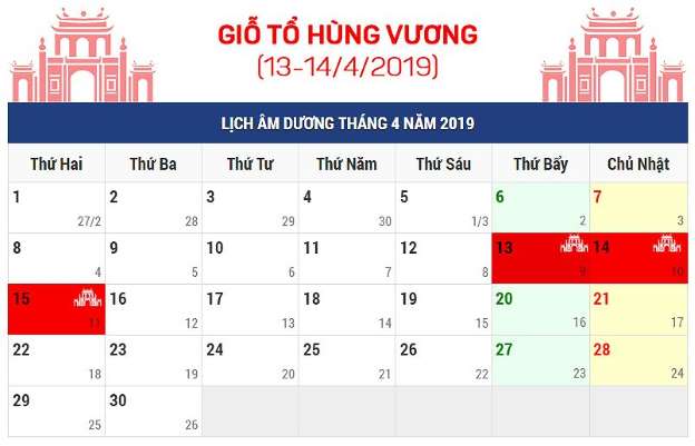 Giỗ tổ Hùng Vương 2019 nghỉ mấy ngày